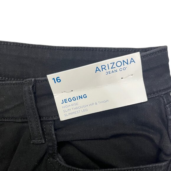 NWT Arizona Women's Size 16 Black High Rise Stretch Jeggings Denim Skinny Fit - Picture 2 of 16